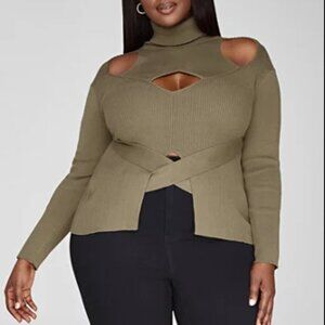 #10❤️ Brand new Fashion to Figure Grace Cutout Turtleneck Sweater
